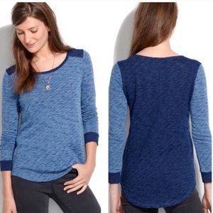 MADEWELL / blue color block baseball top jersey